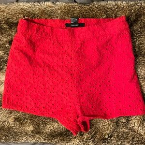 Forever21 Red Crochet Shorts